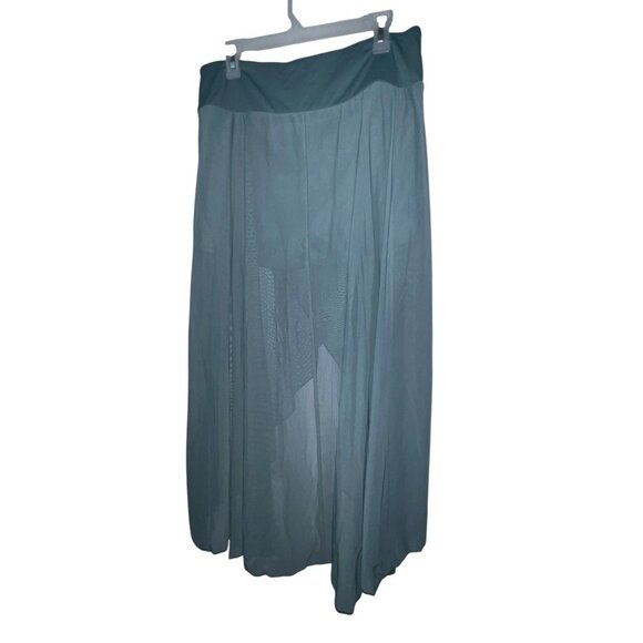 Halara High Waisted High Low Ruffle 2-in-1 Pocket Flare Mesh Maxi Skirt Sz XL Bl - Picture 10 of 11